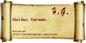 Halász Germán névjegykártya